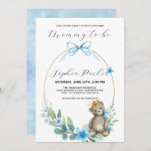 Baby Bear Gold Crown Baby Dusche Einladung (Vorne/Hinten)