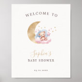 Baby Bear Gold Pink Stars Begrüßungszeichen Poster (Vorne)