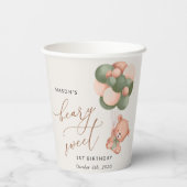 Baby Bear, Grüne Balloons, erster Geburtstag Pappbecher (Rückseite)