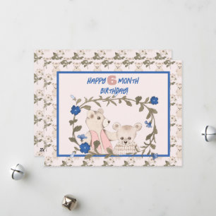 Baby Bear Halbjahr Geburtstagskarte Girl Feiertagskarte