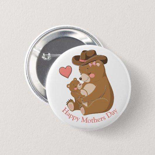 Baby Bear Happy Mother Day Button (Vorne & Hinten)