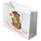 Baby Bear Happy Mother Day Große Geschenktüte (Vorderseite Schrägansicht)