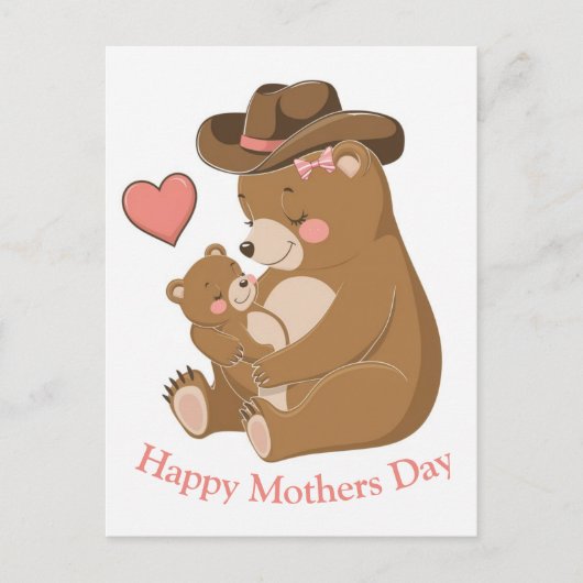 Baby Bear Happy Mother Day Postkarte (Vorderseite)
