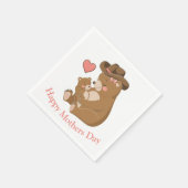 Baby Bear Happy Mother Day Serviette (Ecke)