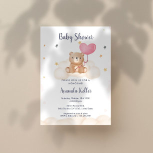 Baby Bear Heart Balloon Baby Shower Einladung