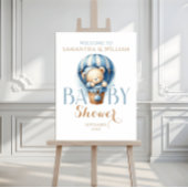 Baby Bear in Blue Hot Air Ballon Poster