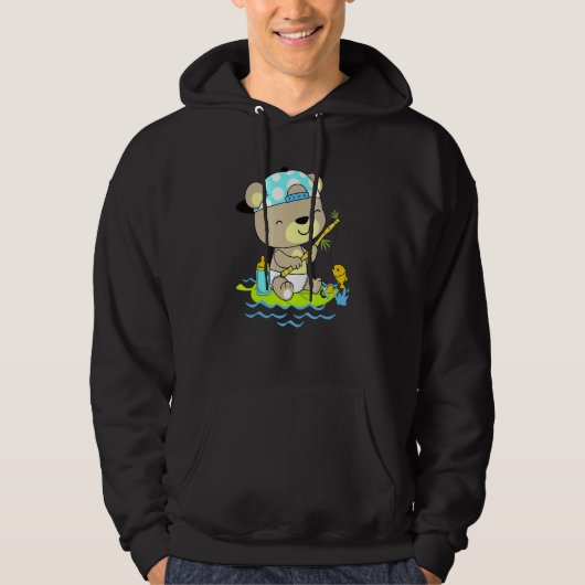 Baby Bear In Diaper Fishing Hoodie (Vorderseite)