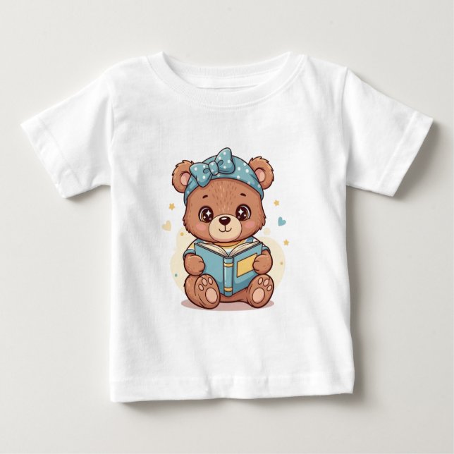 Baby Bear Lesen eines Buches Baby T-shirt (Vorderseite)