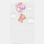 Baby Bear, Lila Balloons, Erster Geburtstag Willko Acrylschild (Winkel)