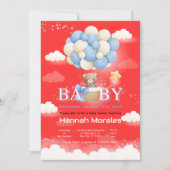 Baby Bear mit Balloons Babydusche Einladung (Vorderseite)