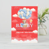Baby Bear mit Balloons Babydusche Einladung (Stehend Vorderseite)