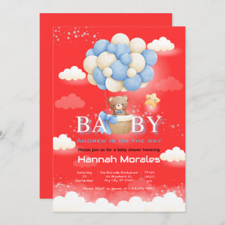 Baby Bear mit Balloons Babydusche Einladung