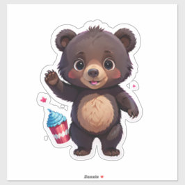 Baby Bear mit Dessert Aufkleber