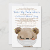Baby Bear mit Maskenantrieb mit Babydusche Einladung (Vorderseite)
