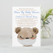 Baby Bear mit Maskenantrieb mit Babydusche Einladung (Stehend Vorderseite)