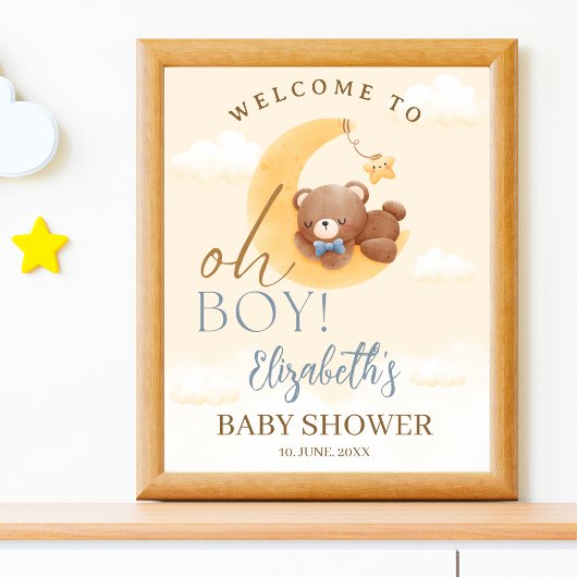 Baby Bear on the Way! Boy Baby Shower Poster