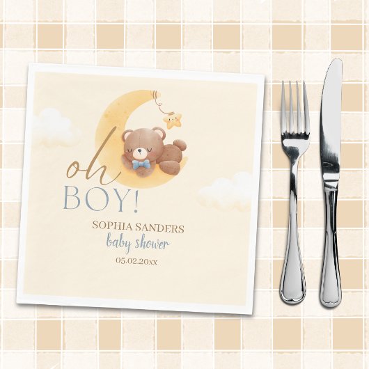 Baby Bear on the Way! Boy Baby Shower Serviette
