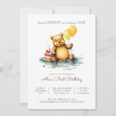 Baby Bear Party - Balloons erster Geburtstag Einladung (Vorderseite)
