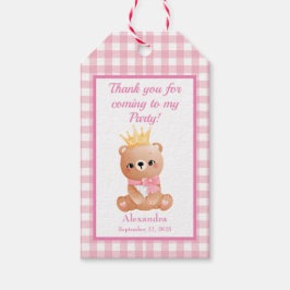 Baby Bear Pink Gingham Geschenkanhänger