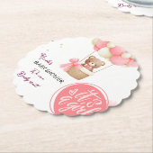 Baby Bear Pink Gold Heißluftballon Babydusche Untersetzer (angewinkelt)