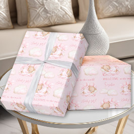 Baby Bear Pink Neugeborene Mädchenname Geschenkpapier