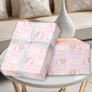 Baby Bear Pink Neugeborene Mädchenname Geschenkpapier