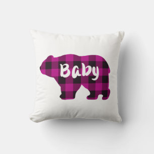 Baby Bear Pink und Black Country kariert Kissen