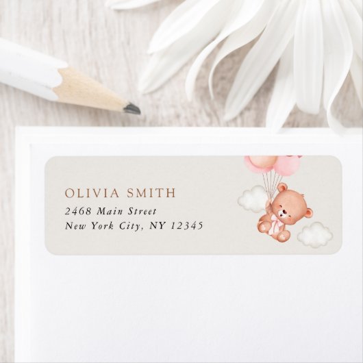 Baby Bear, rosa Balloons, erster Geburtstag (Insitu)