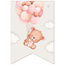 Baby Bear, rosa Balloons, erster Geburtstag
