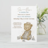 Baby Bear Sailor Birthday Einladung (Stehend Vorderseite)
