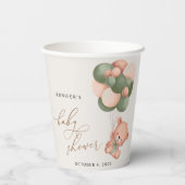 Baby Bear, Teddy Bear, Grüne Balloons, Babydusche Pappbecher (Rückseite)