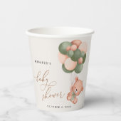 Baby Bear, Teddy Bear, Grüne Balloons, Babydusche Pappbecher (Vorderseite)