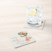 Baby Bear, Teddy Bear, Grüne Balloons, Babydusche Rechteckiger Pappuntersetzer (Vor Ort)