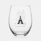 Baby Bear Tribal Calligraphy Personalisiert Weinglas Ohne Stiel (Rückseite)