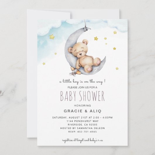 BABY Bear Twinkle Twinkle Little Star Einladung (Vorderseite)