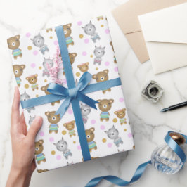 Baby Bear und Zebra Illustration Geschenkpapier