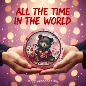 Baby Bear Valentine Red Heart Große Wanduhr