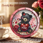 Baby Bear Valentine Red Heart Große Wanduhr