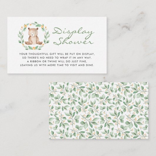 Baby Bear Wreath Babydusche Begleitkarte (Vorne/Hinten)