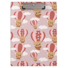 Baby Bears in Pink Hot Air Balloons Zwischenablage Klemmbrett