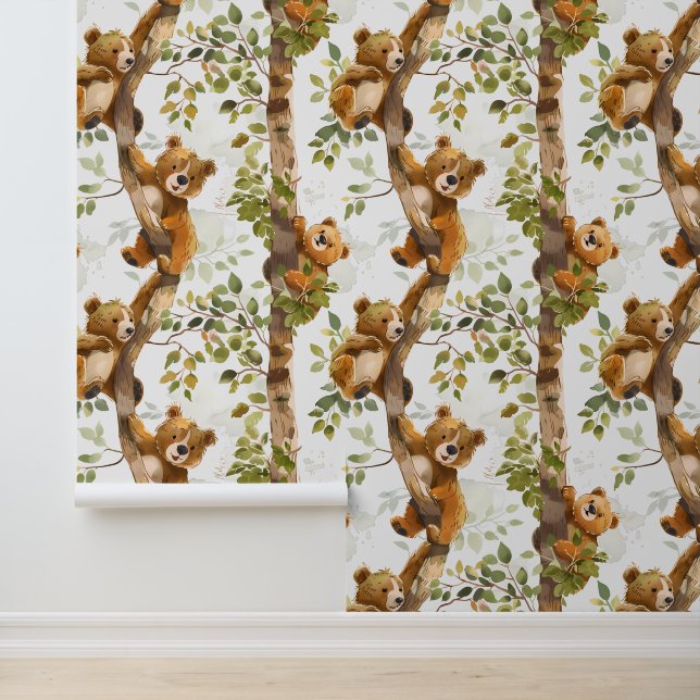 Baby Bears Klettergarten Wald Tapete (Anwendung)