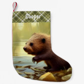 Baby Beaver Wildlife Portrait Personalisiert Kleiner Weihnachtsstrumpf (Vorderseite)