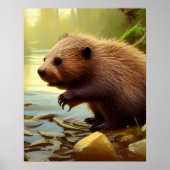 Baby Beaver Wildlife Portrait Poster (Vorne)