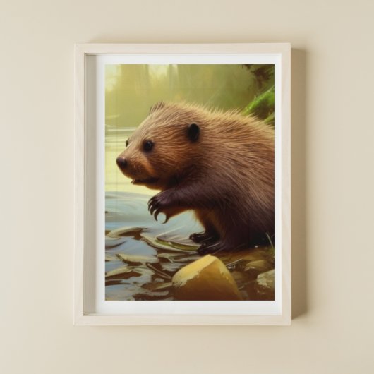 Baby Beaver Wildlife Portrait Poster