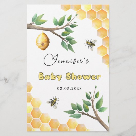 Baby Bee Baby Shower Baby Name Race Game (Rückseite)