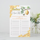 Baby Bee Baby Shower Baby Name Race Game (Stehend Vorderseite)