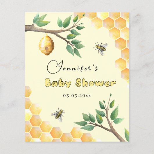 Baby Bee Baby Shower wünscht eine Babykarte (Rückseite)