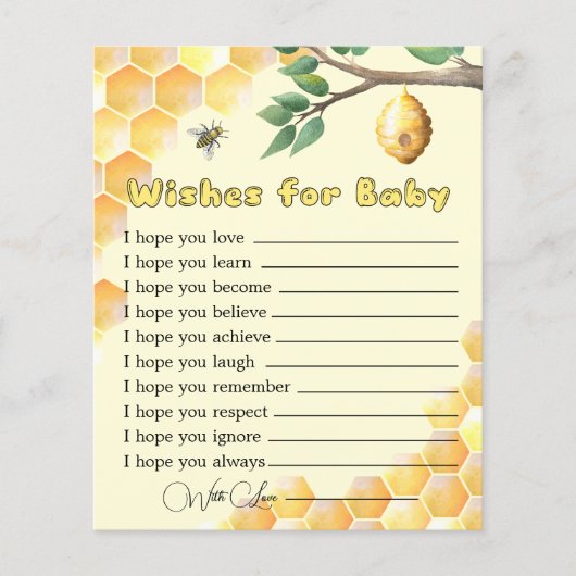 Baby Bee Baby Shower wünscht eine Babykarte (Vorderseite)