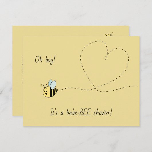 Baby Bee Boy Shower Einladung (Vorne/Hinten)
