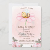 Baby Bee Floral Baby Shower Einladung (Vorderseite)